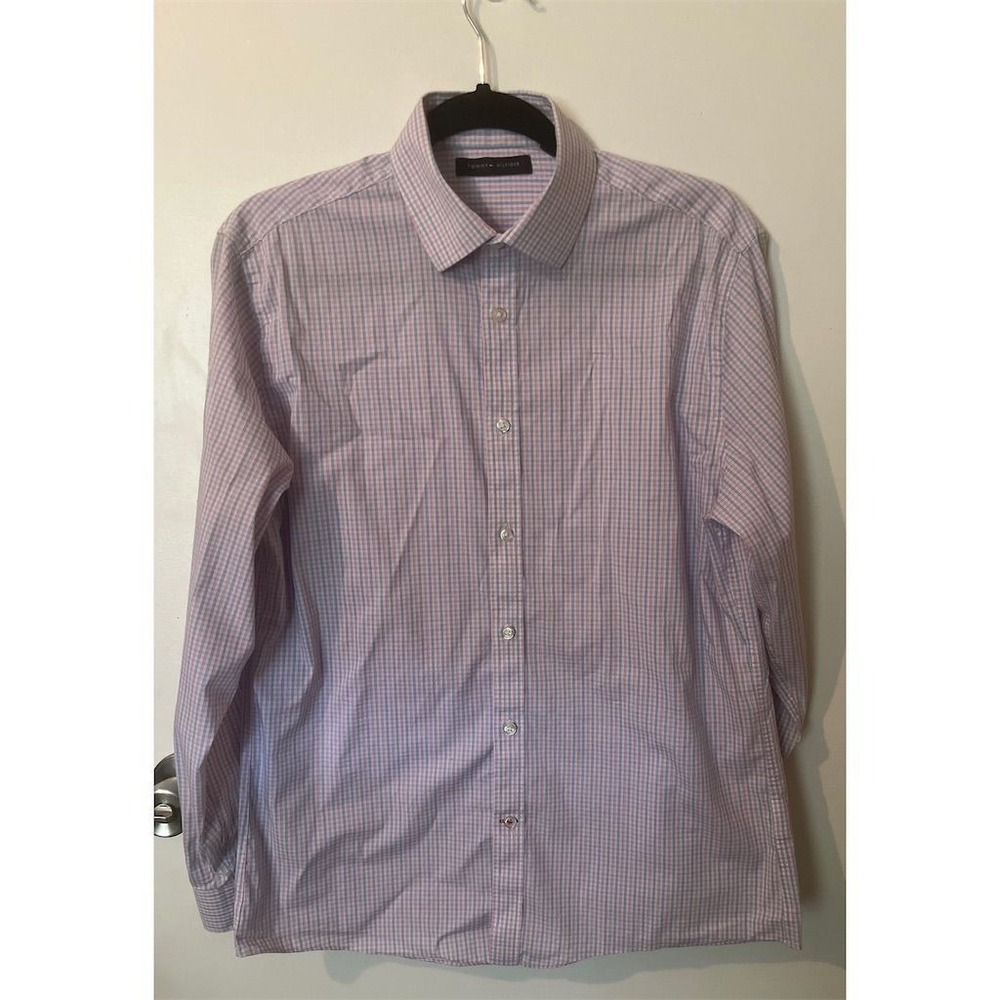 Tommy Hilfiger Men's Slim Fit Plaid Dress Shirt Multicolor Size Medium